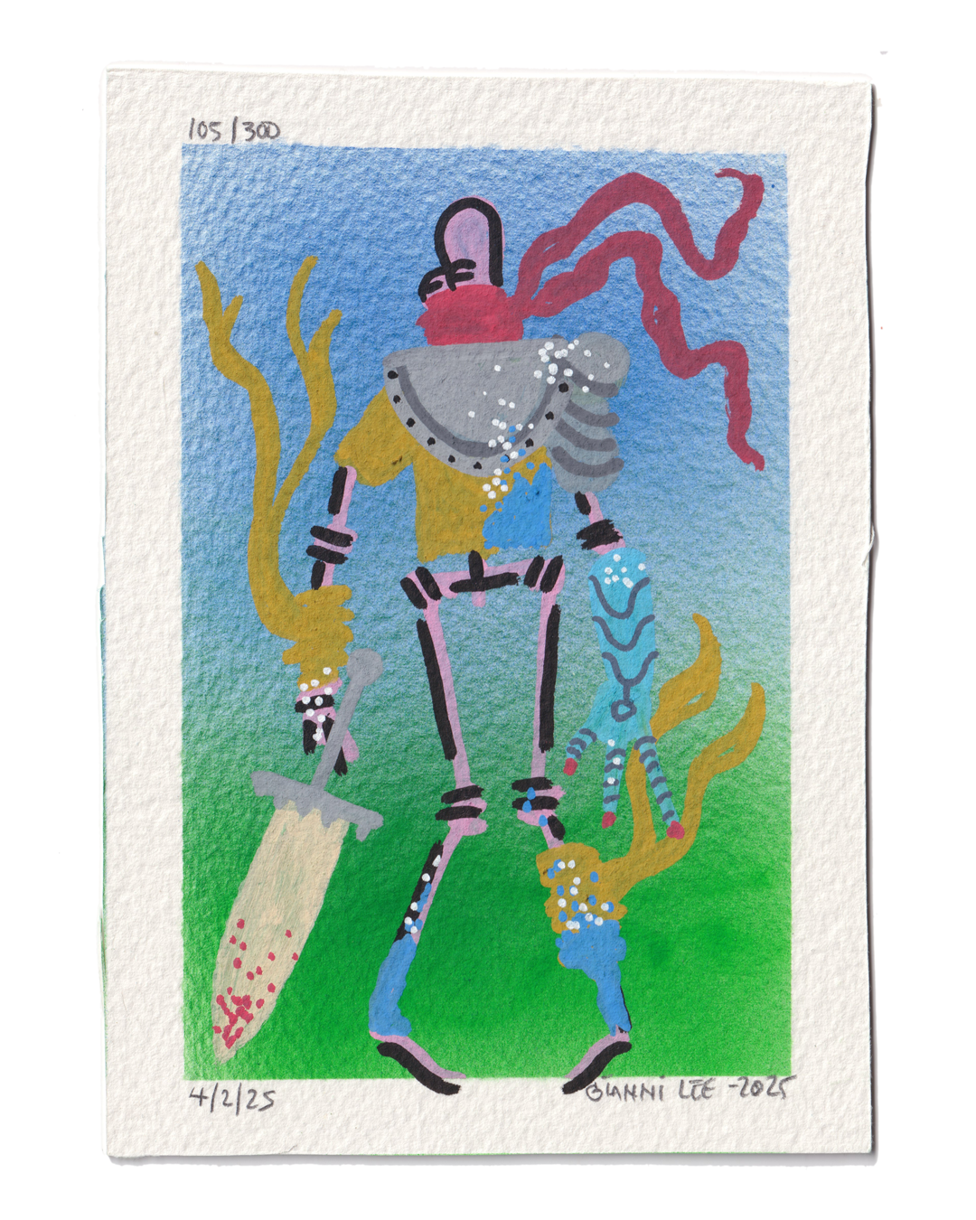 "The Warrior Finds His Sword / Skeleton Sculpture 01" - Drawing  #105 of 300