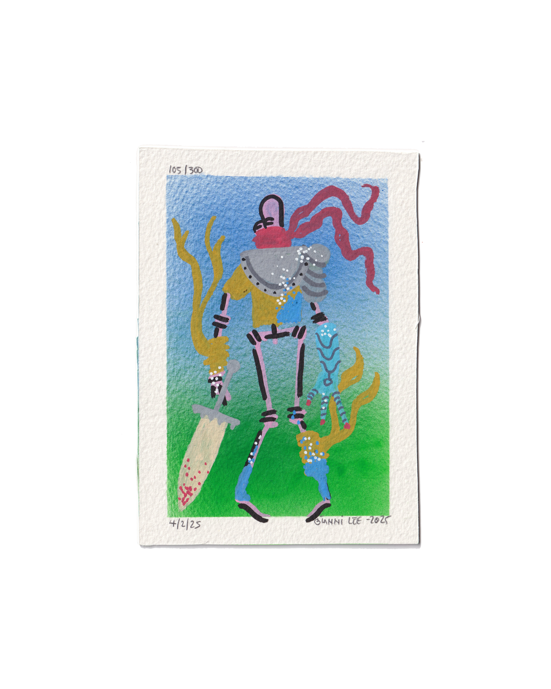 "The Warrior Finds His Sword / Skeleton Sculpture 01" - Drawing  #105 of 300